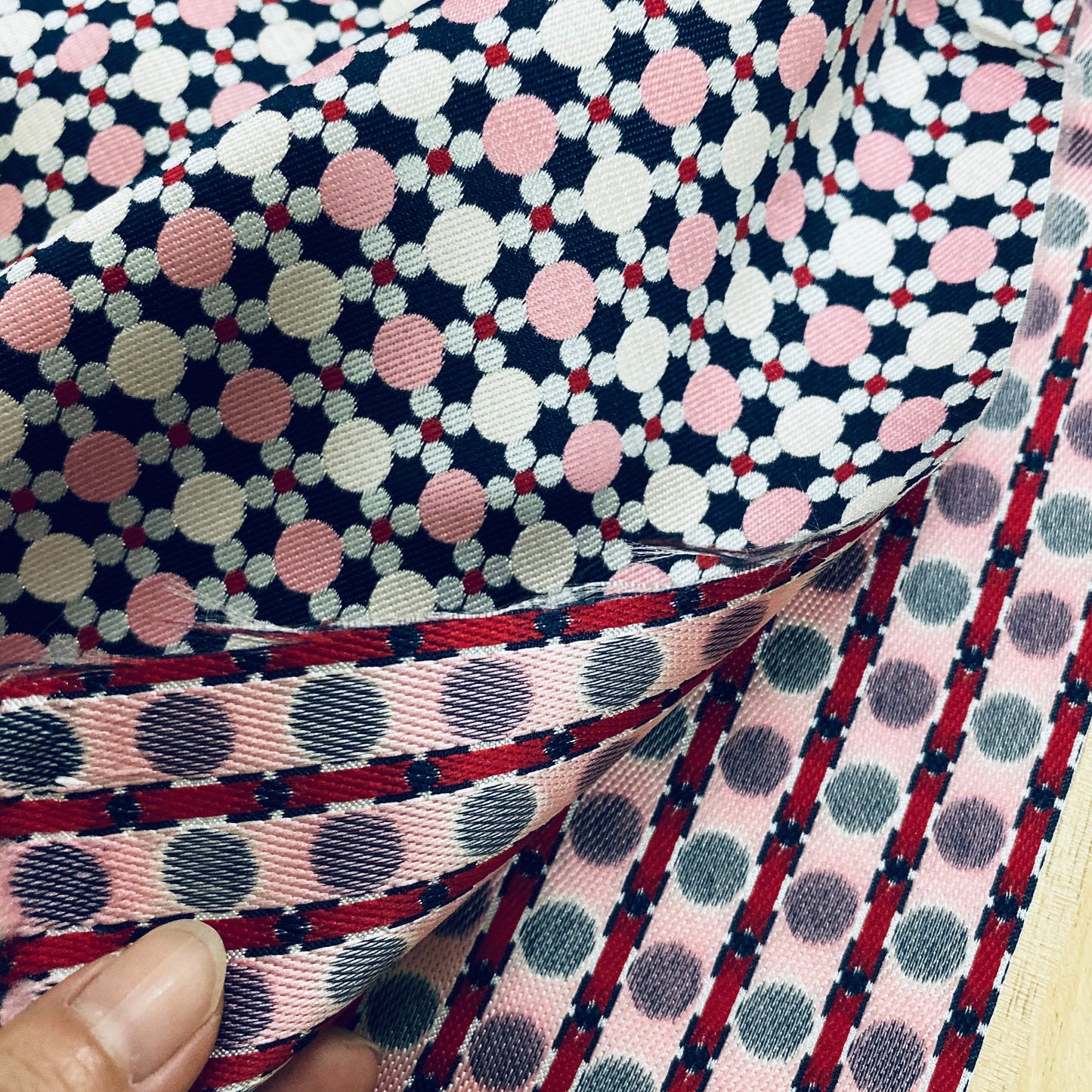J01 Pink Dot Jacquard Fabric