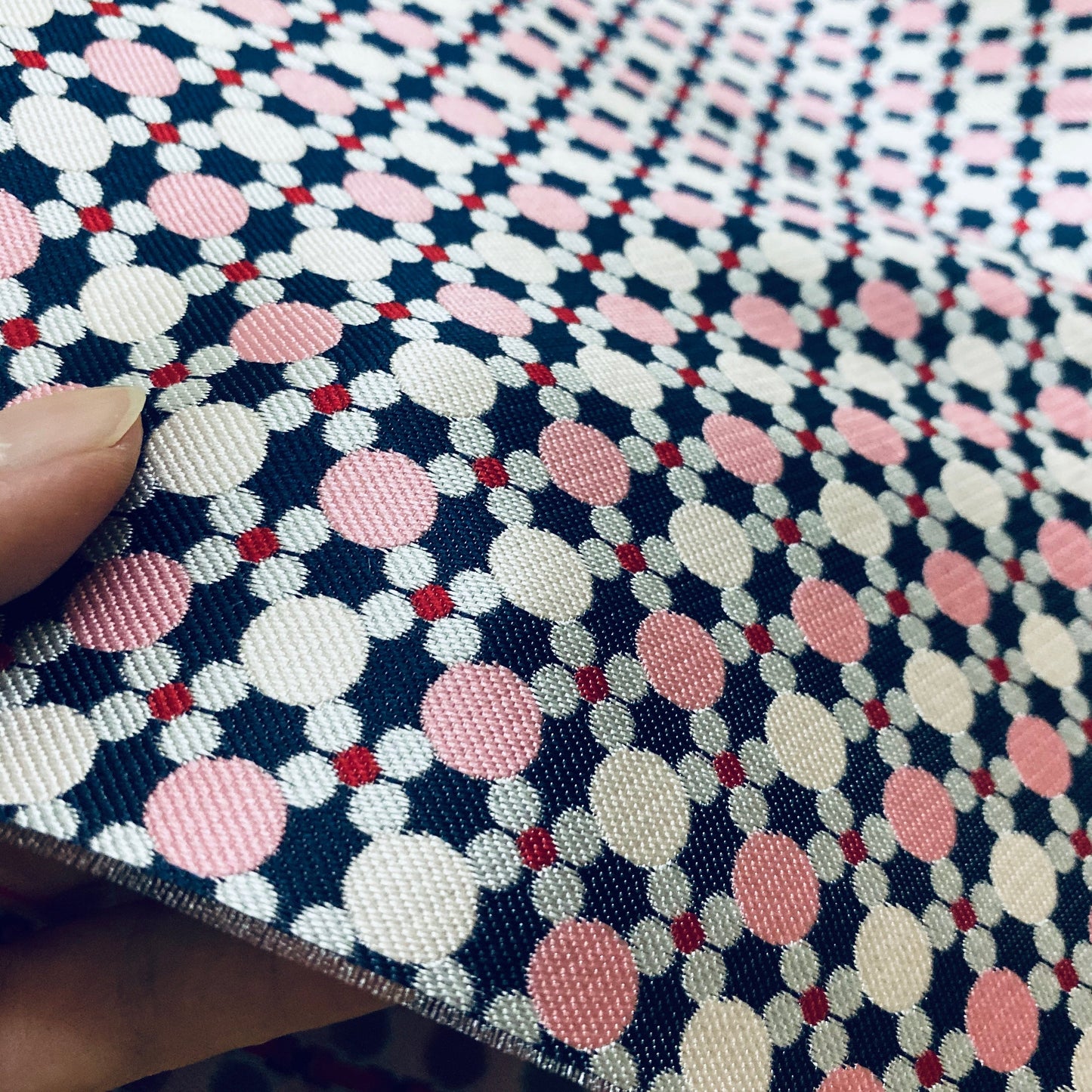 J01 Pink Dot Jacquard Fabric