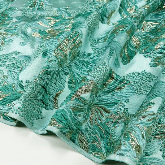 J02 Jacquard Fabric Green Floral